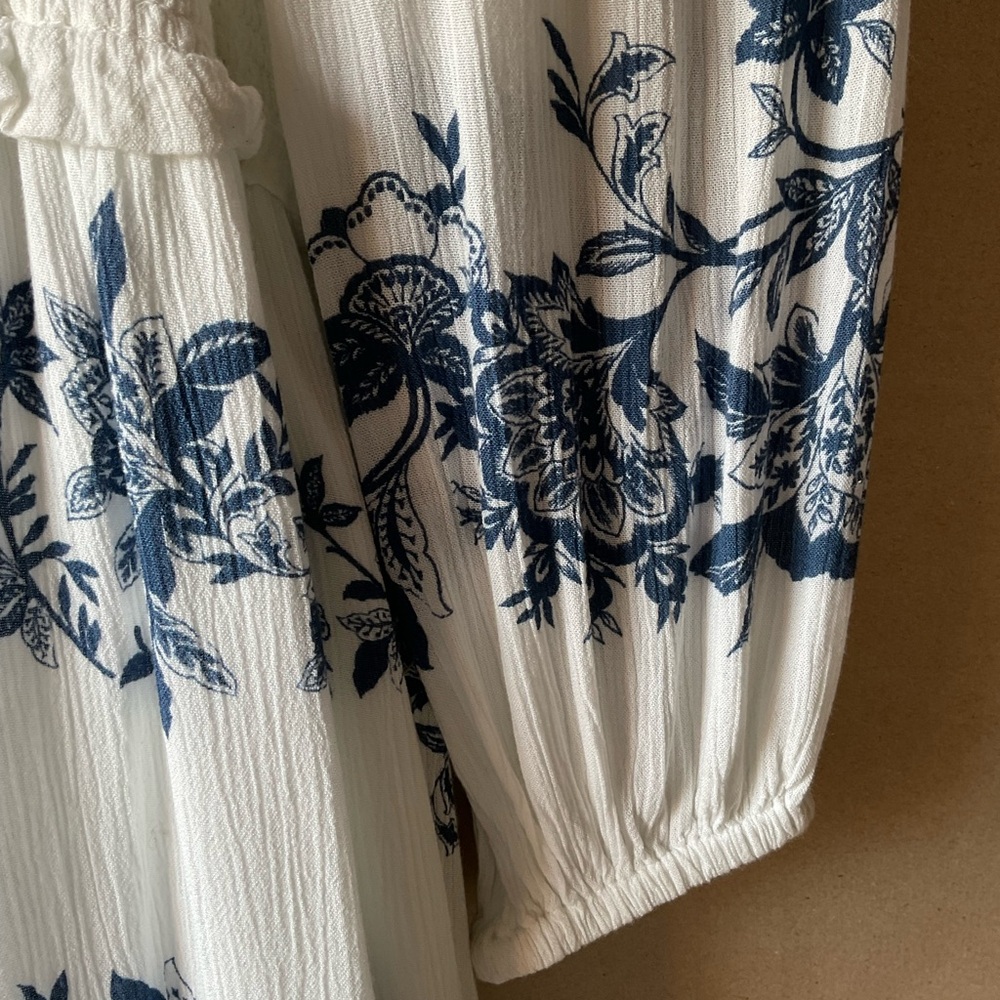 Chico's White Maxi Dress with Blue Floral Embroidery - Picture 8 of 14
